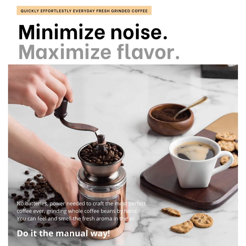 MITBAK Manual Coffee Grinder With Adjustable Settings| Sleek Hand Coffee Bean Burr Mill Great for French Press, Turkish, Espresso & More | Premium Coffee Gadgets are an Excellent For Coffee Lovers - Image 2